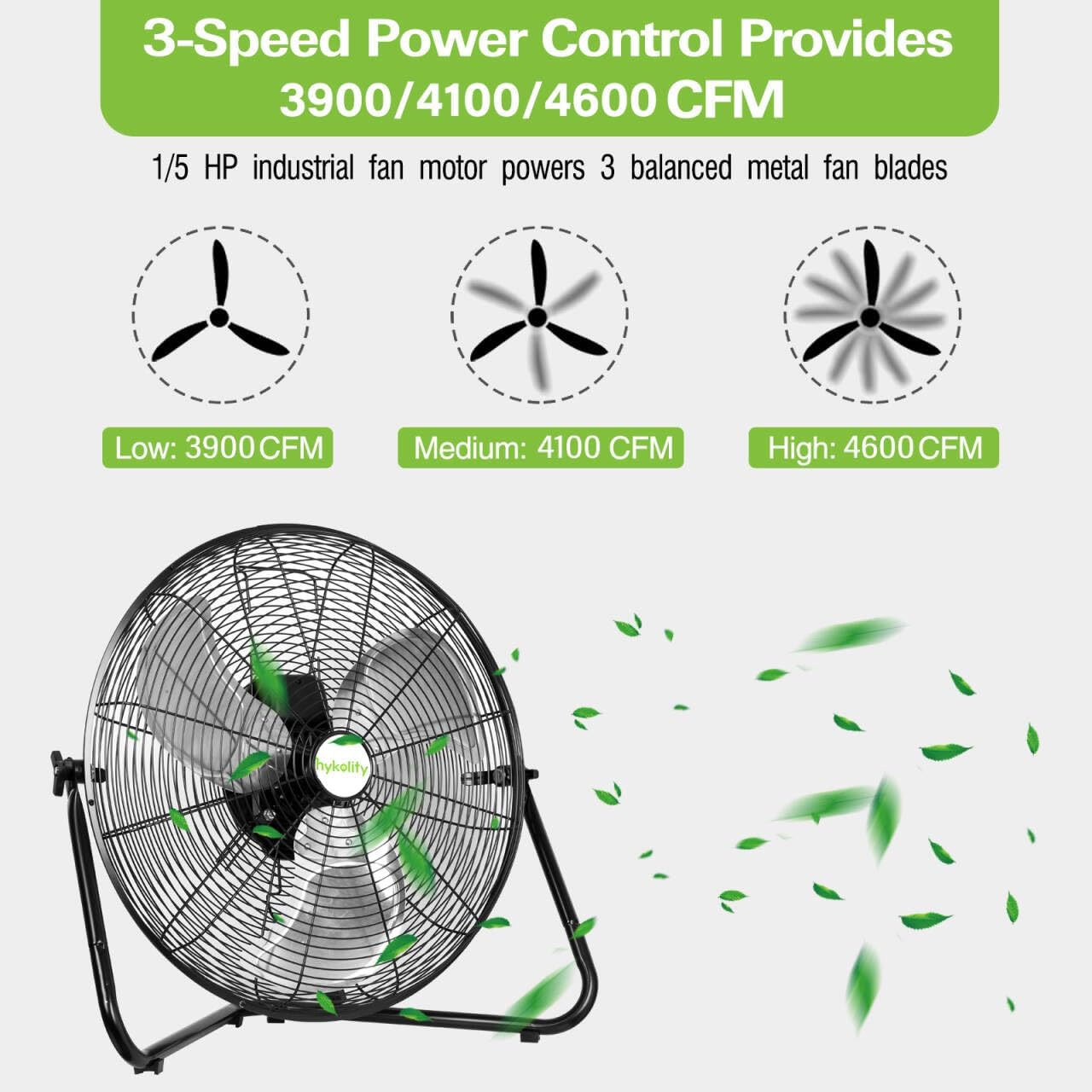 hykolity 4600 CFM 20" High Velocity Floor Fan